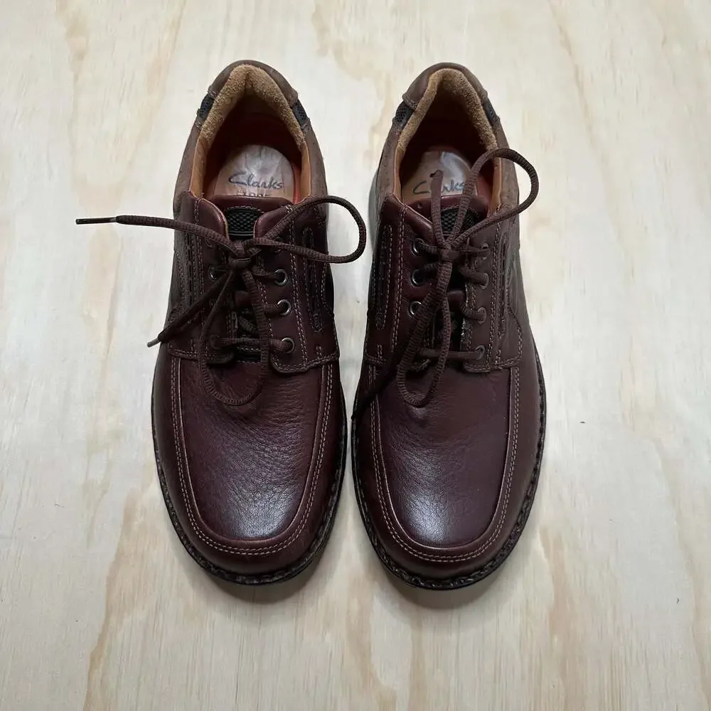 Clarks Unstructured Un.Bend Brown Leather Lace-Up Oxford Shoes size 11.5